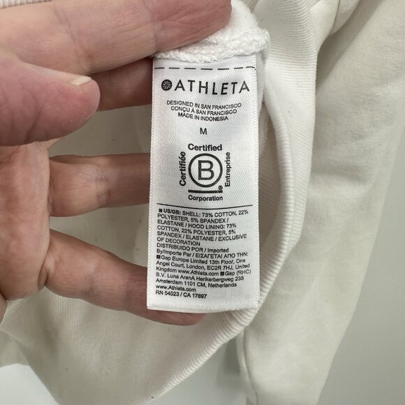 ATHLETA forever fleece hoodie 1/2 zip sweatshirt pullover bright white casual M - Picture 10 of 10